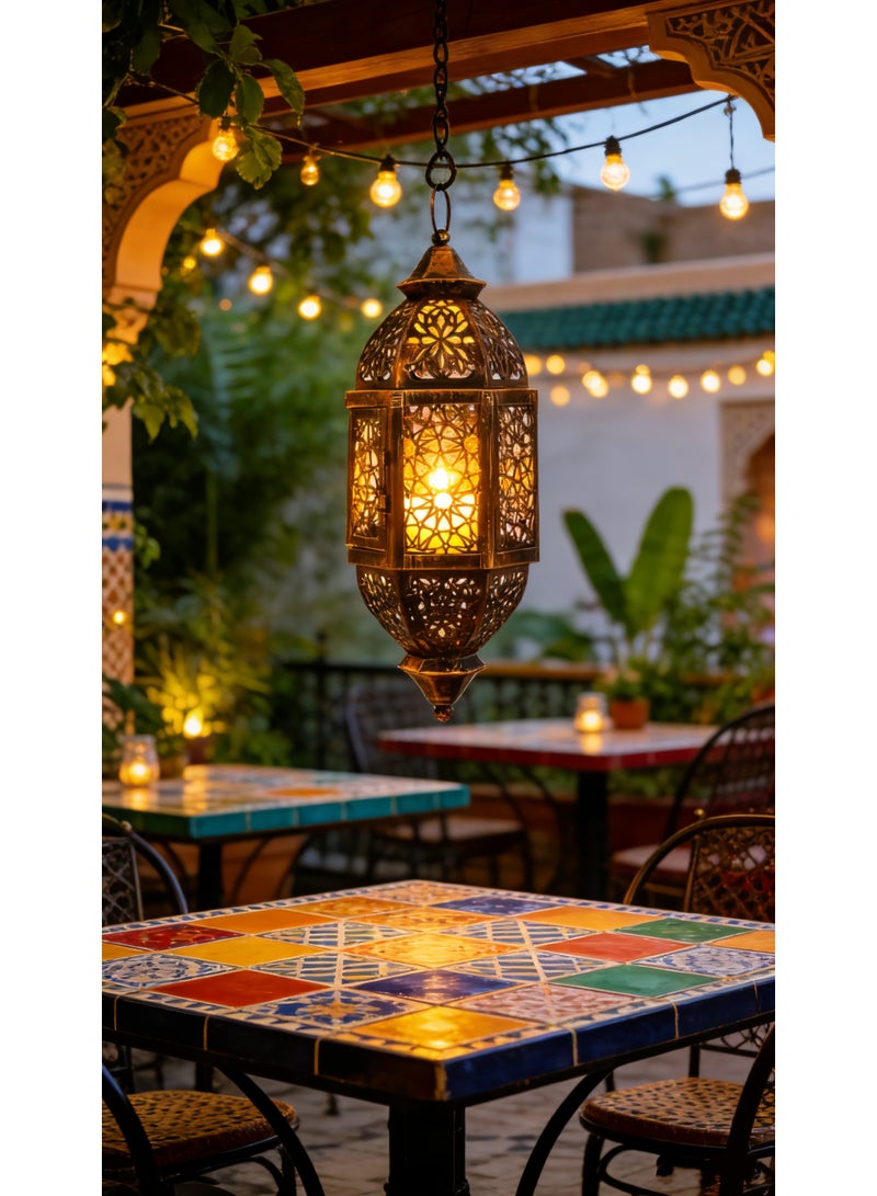 Decorative Hanging Lantern – Premium Metal Ramadan Lamp with Beautiful Light Patterns, Ideal for Wall Mount, Tabletop Display & Thoughtful Festival Gifts（Y-67-BLK） - Image 5